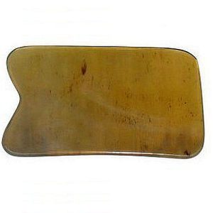 Скребок гуаша прямоугольный желтый рог